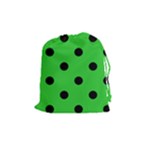 Polka Dots - Black on Lime Green Drawstring Pouch (M)