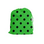 Polka Dots - Black on Lime Green Drawstring Pouch (L)