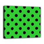 Polka Dots - Black on Lime Green Deluxe Canvas 24  x 20  (Stretched)