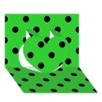 Polka Dots - Black on Lime Green Heart 3D Greeting Card (7x5)