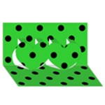 Polka Dots - Black on Lime Green Twin Hearts 3D Greeting Card (8x4)