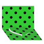 Polka Dots - Black on Lime Green Heart Bottom 3D Greeting Card (7x5)
