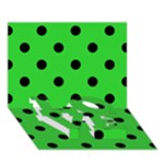 Polka Dots - Black on Lime Green LOVE Bottom 3D Greeting Card (7x5)