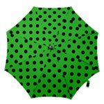 Polka Dots - Black on Lime Green Hook Handle Umbrella (Small)
