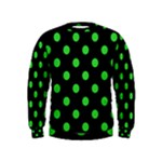 Polka Dots - Lime Green on Black Kid s Sweatshirt