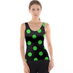 Polka Dots - Lime Green on Black Tank Top