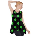 Polka Dots - Lime Green on Black Side Drop Tank Tunic