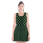 Polka Dots - Lime Green on Black Scoop Neck Skater Dress