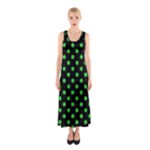 Polka Dots - Lime Green on Black Full Print Maxi Dress