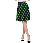 Polka Dots - Lime Green on Black A-Line Skirt