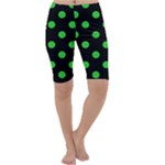 Polka Dots - Lime Green on Black Cropped Leggings