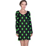 Polka Dots - Lime Green on Black Long Sleeve Nightdress