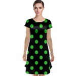 Polka Dots - Lime Green on Black Cap Sleeve Nightdress