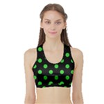 Polka Dots - Lime Green on Black Women s Sports Bra with Border