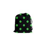 Polka Dots - Lime Green on Black Drawstring Pouch (XS)