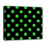 Polka Dots - Lime Green on Black Deluxe Canvas 24  x 20  (Stretched)