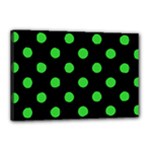 Polka Dots - Lime Green on Black Canvas 18  x 12  (Stretched)