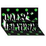 Polka Dots - Lime Green on Black Happy Birthday 3D Greeting Card (8x4)
