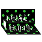 Polka Dots - Lime Green on Black Best Friends 3D Greeting Card (8x4)