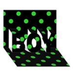 Polka Dots - Lime Green on Black BOY 3D Greeting Card (7x5)