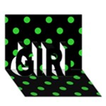 Polka Dots - Lime Green on Black GIRL 3D Greeting Card (7x5)