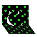 Polka Dots - Lime Green on Black Heart 3D Greeting Card (7x5)