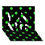 Polka Dots - Lime Green on Black LOVE 3D Greeting Card (7x5)