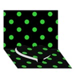 Polka Dots - Lime Green on Black Heart Bottom 3D Greeting Card (7x5)