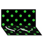 Polka Dots - Lime Green on Black Twin Heart Bottom 3D Greeting Card (8x4)