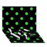 Polka Dots - Lime Green on Black LOVE Bottom 3D Greeting Card (7x5)
