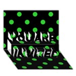 Polka Dots - Lime Green on Black YOU ARE INVITED 3D Greeting Card (7x5)