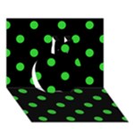 Polka Dots - Lime Green on Black Apple 3D Greeting Card (7x5)