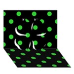 Polka Dots - Lime Green on Black Clover 3D Greeting Card (7x5)