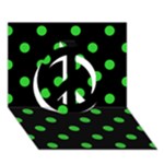 Polka Dots - Lime Green on Black Peace Sign 3D Greeting Card (7x5)