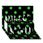 Polka Dots - Lime Green on Black Miss You 3D Greeting Card (7x5)