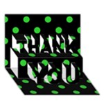 Polka Dots - Lime Green on Black THANK YOU 3D Greeting Card (7x5)