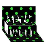 Polka Dots - Lime Green on Black Get Well 3D Greeting Card (7x5)