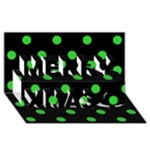 Polka Dots - Lime Green on Black Merry Xmas 3D Greeting Card (8x4)