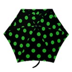 Polka Dots - Lime Green on Black Mini Umbrella