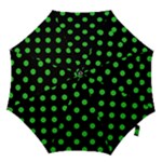 Polka Dots - Lime Green on Black Hook Handle Umbrella (Small)