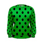 Polka Dots - Black on Dark Pastel Green Women s Sweatshirt