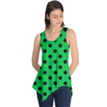 Polka Dots - Black on Dark Pastel Green Sleeveless Tunic