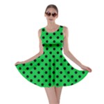 Polka Dots - Black on Dark Pastel Green Skater Dress