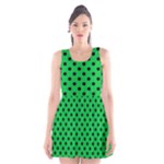 Polka Dots - Black on Dark Pastel Green Scoop Neck Skater Dress