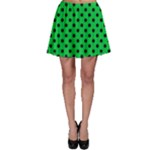 Polka Dots - Black on Dark Pastel Green Skater Skirt