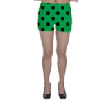 Polka Dots - Black on Dark Pastel Green Skinny Shorts