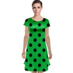 Polka Dots - Black on Dark Pastel Green Cap Sleeve Nightdress