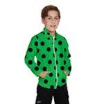 Polka Dots - Black on Dark Pastel Green Wind Breaker (Kids)