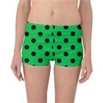 Polka Dots - Black on Dark Pastel Green Reversible Boyleg Bikini Bottoms