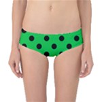Polka Dots - Black on Dark Pastel Green Classic Bikini Bottoms